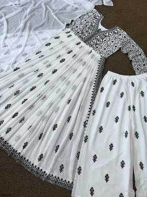 White Faux Georgette Nyra Cut Kurtis