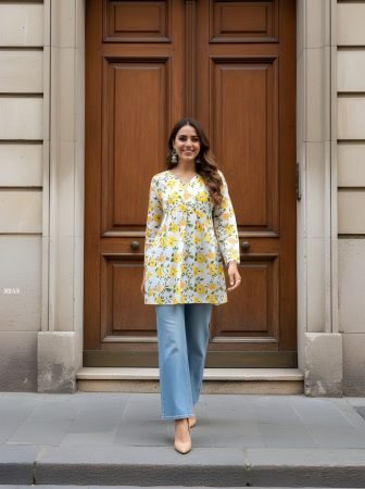 White Floral Print Summer Wear Top