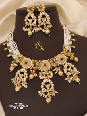 White Moti Kundan Necklace Set