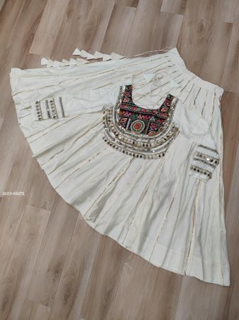 White Roman Fabric Lehenga Choli for Navratri