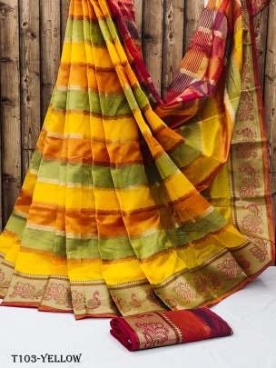 Wedding Wear Yellow Silk Pathani Saree With Zari Lining