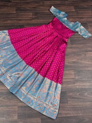 Wine Banarasi Jacquard Silk Designer Gown