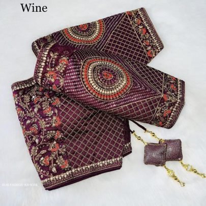 Wine Color Copper Jari Heavy Embroidery Milan Silk  designer Ready made Blouse