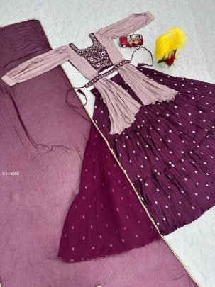 Wine Crop Top With Beautiful Sequence Work