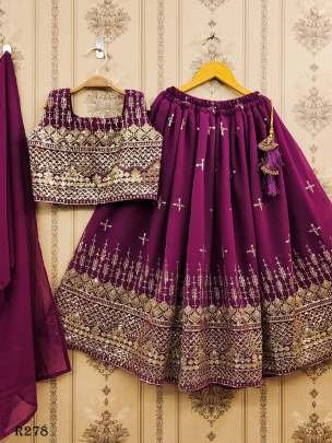 Wine Designer Kids Girls Georgette Lehenga choli