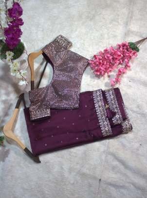 Wine Elegant Kasturi Silk Saree with Sequins & Thread Work