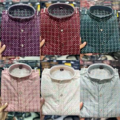 Wine Embroidery Work  Silk Kurta And Pyjama