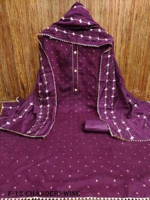 Wine Model Chanderi Buti Dress Material