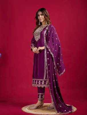 Wine New Arrival Chinon Silk Three Piece Suits For Wedding