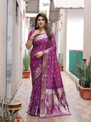 Wine Pushpavati Soft Dola Silk Saree