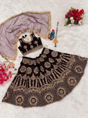 Winter Special 9000 Velvet Two Tone Lehenga For Girls Kids