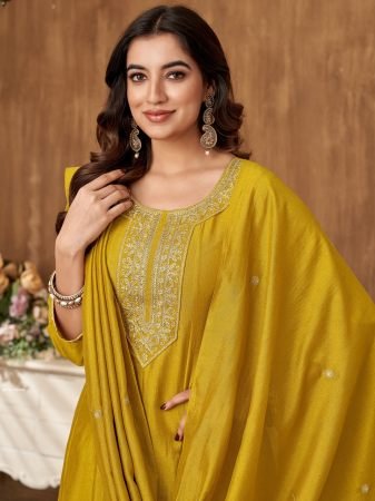 Women Anarkali Embroidered Suit With Dupatta