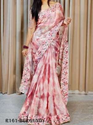 Women Charming Party Wear Burgundy Soft Jimmy Choo Saree