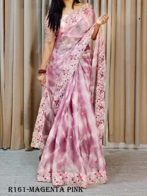 Women Charming Party Wear Majenta Pink Soft Jimmy Choo Saree