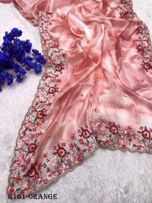 Women Charming Party Wear Orange Soft Jimmy Choo Saree