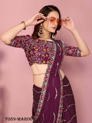 Women Fashion Maroon Rangoli Silk Saree With Sequins Work