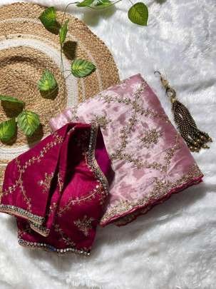 Women Peach Designer Pure Soft Jimmy Choo Silk Sarees