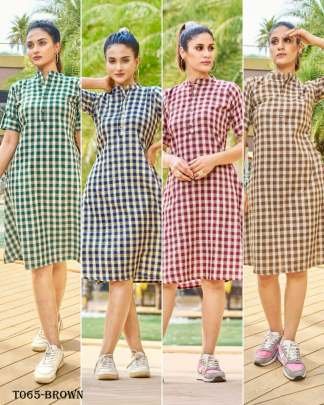 Women Pure cotton Brown Short A line Kurti
