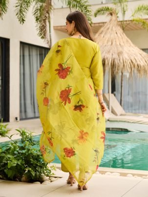 Women s Rayon Embroidered Straight Kurta with Pant And Dupatta Sets