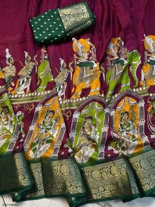 Women Silk Cherry Color Saree and Blouse