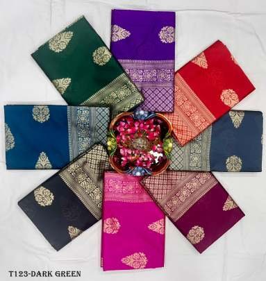 Women Wear Dark Green Soft Lichi Silk Saree For Women