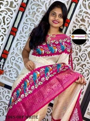 Women Wear Off White Dola Silk Saree