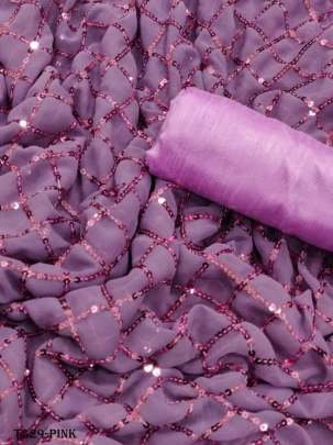 Women Wear Pink Georgette Sequence Embroidery Work Saree