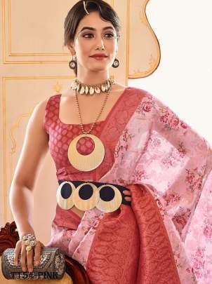 Women Wear Pink Soft Silk Saree With Weaving Work