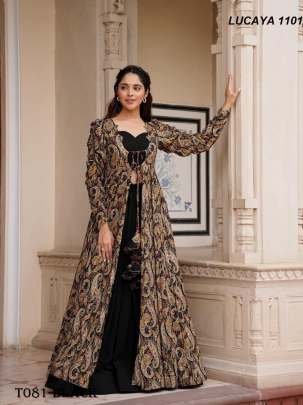 Rayon Black Georgette 3 Piece Indo Western Suit