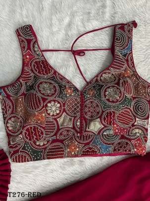 Women Wear Red Georgette Indo Western