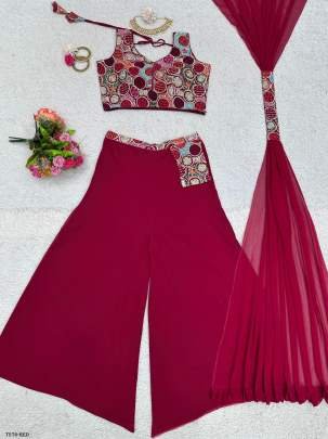 Women Wear Red Georgette Indo Western