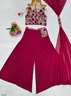 Women Wear Red Georgette Indo Western