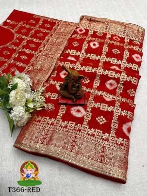 Women  Wear Red Viscose  Dola Silk Sibory Print  Saree