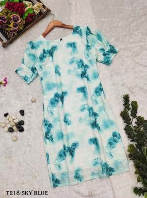 Women Wear Sky Blue Hakoba Shibori Print Kurti