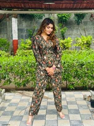 Womens Wear Green Cotton Digital Print Co Ord Set