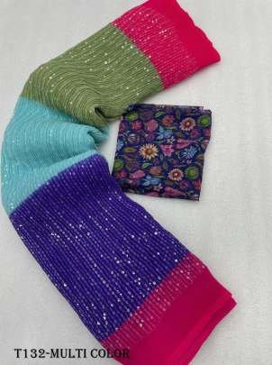 Bollywood Collection Multi Color Georgette Saree 