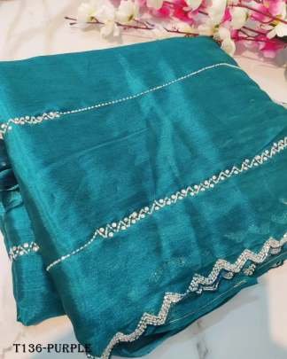 Womens Wear Purple Jimmy Choo Handwork Saree