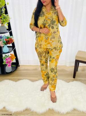 Womens Wear Special Yellow Pure Cotton Co Ord Set