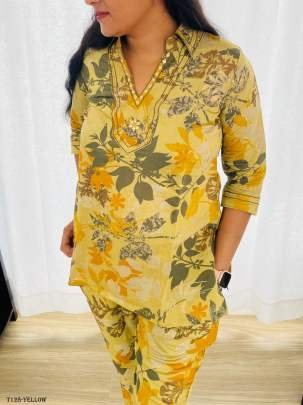 Womens Wear Special Yellow Pure Cotton Co Ord Set