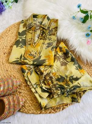 Womens Wear Special Yellow Pure Cotton Co Ord Set