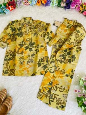Womens Wear Special Yellow Pure Cotton Co Ord Set