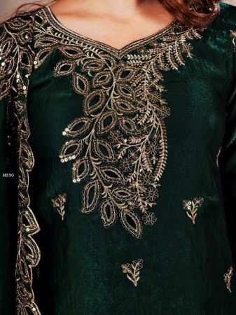 Dark Green Fendy Sharara Suit With Heavy Embroidered And Dupatta