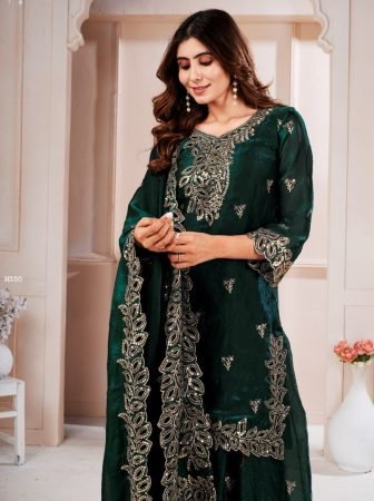 Dark Green Fendy Sharara Suit With Heavy Embroidered And Dupatta