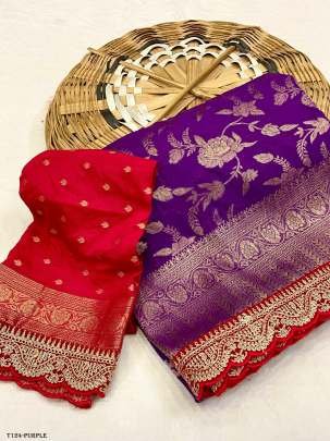 Woven Design Purple Pure Georgette Saree