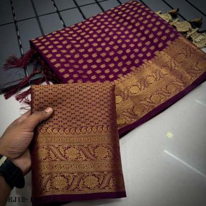 Woven Jacquard Border Purple Khaddi Georgette Saree