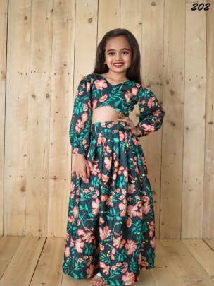Yaana vol 2 By Aayaa Blue Floral Digital Print Kids lehenga Choli 202
