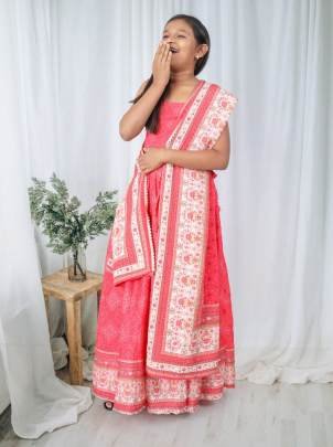 Yaana vol 2 By Aayaa Light Peach Floral Digital Print Kids lehenga Choli 206