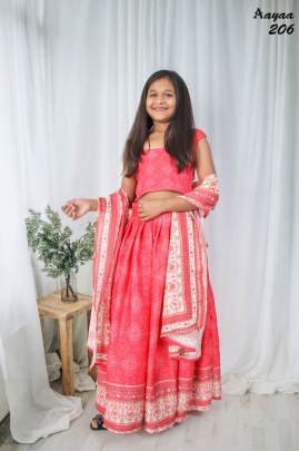 Yaana vol 2 By Aayaa Light Peach Floral Digital Print Kids lehenga Choli 206