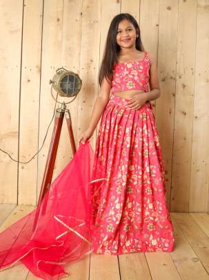 Yaana vol 2 By Aayaa Pink Floral Digital Print Kids lehenga Choli 204