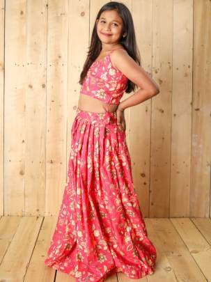 Yaana vol 2 By Aayaa Pink Floral Digital Print Kids lehenga Choli 204